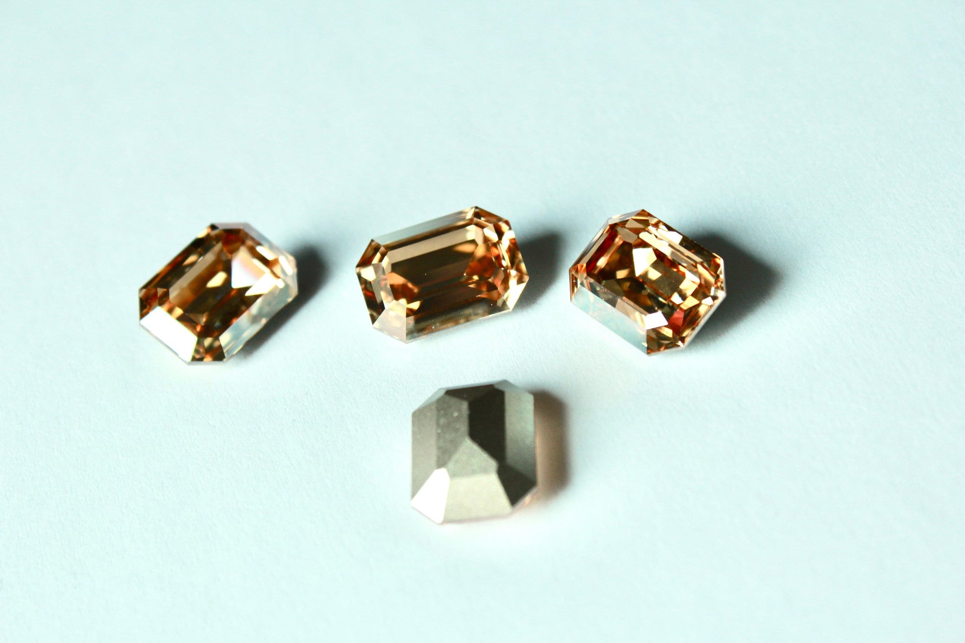 5 Pcs Crystal Golden Shadow Swarovski Crystal Rhinestones, #4610, 18x13mm Octagon, Silver Foil, Vintage